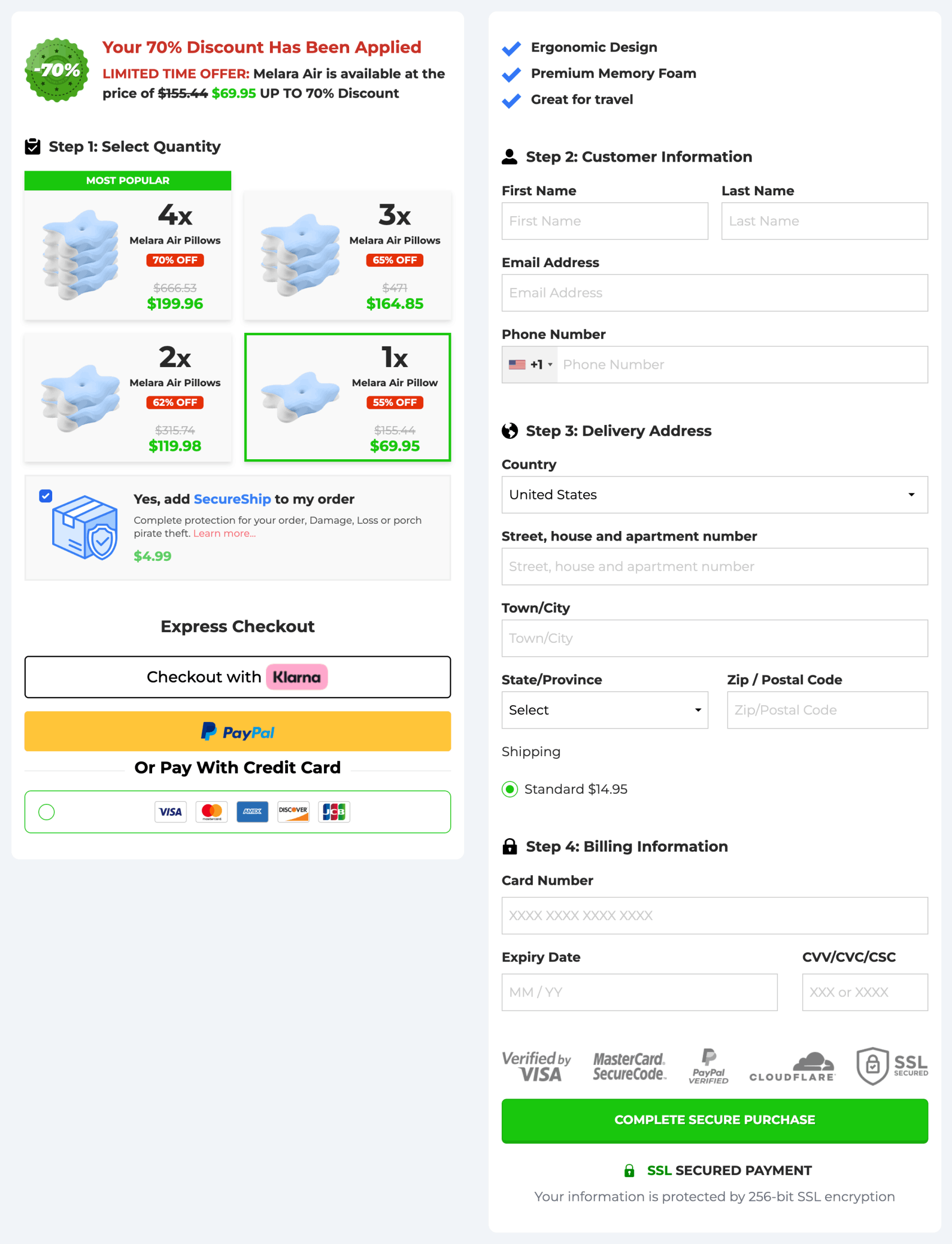 Melara Air 100% Secure Checkout page